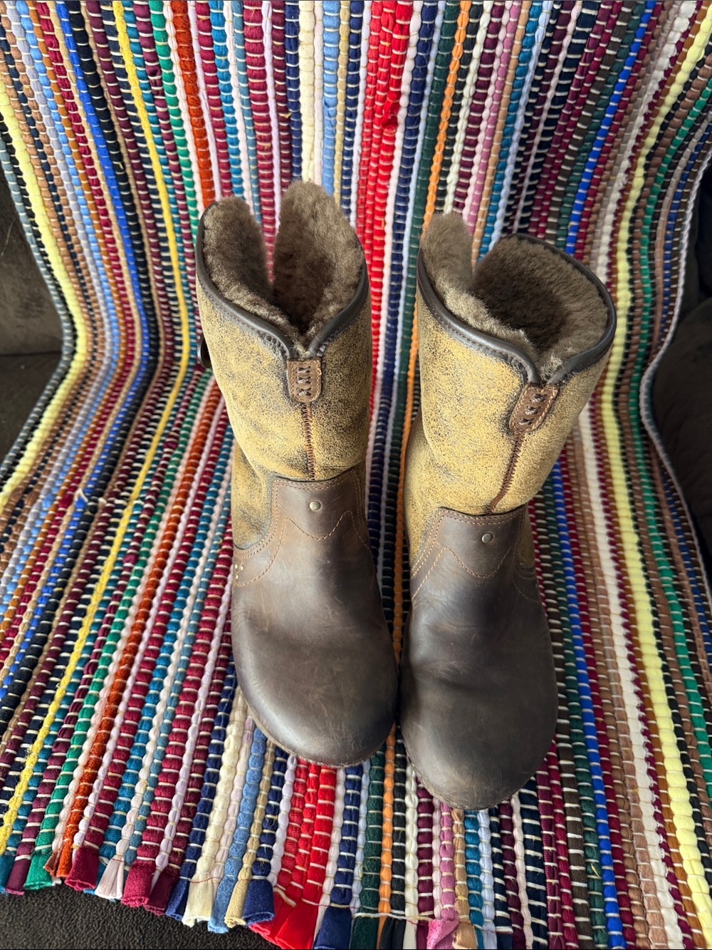 Dansko Brown and Tan Shearling-Lined Ankle Boots